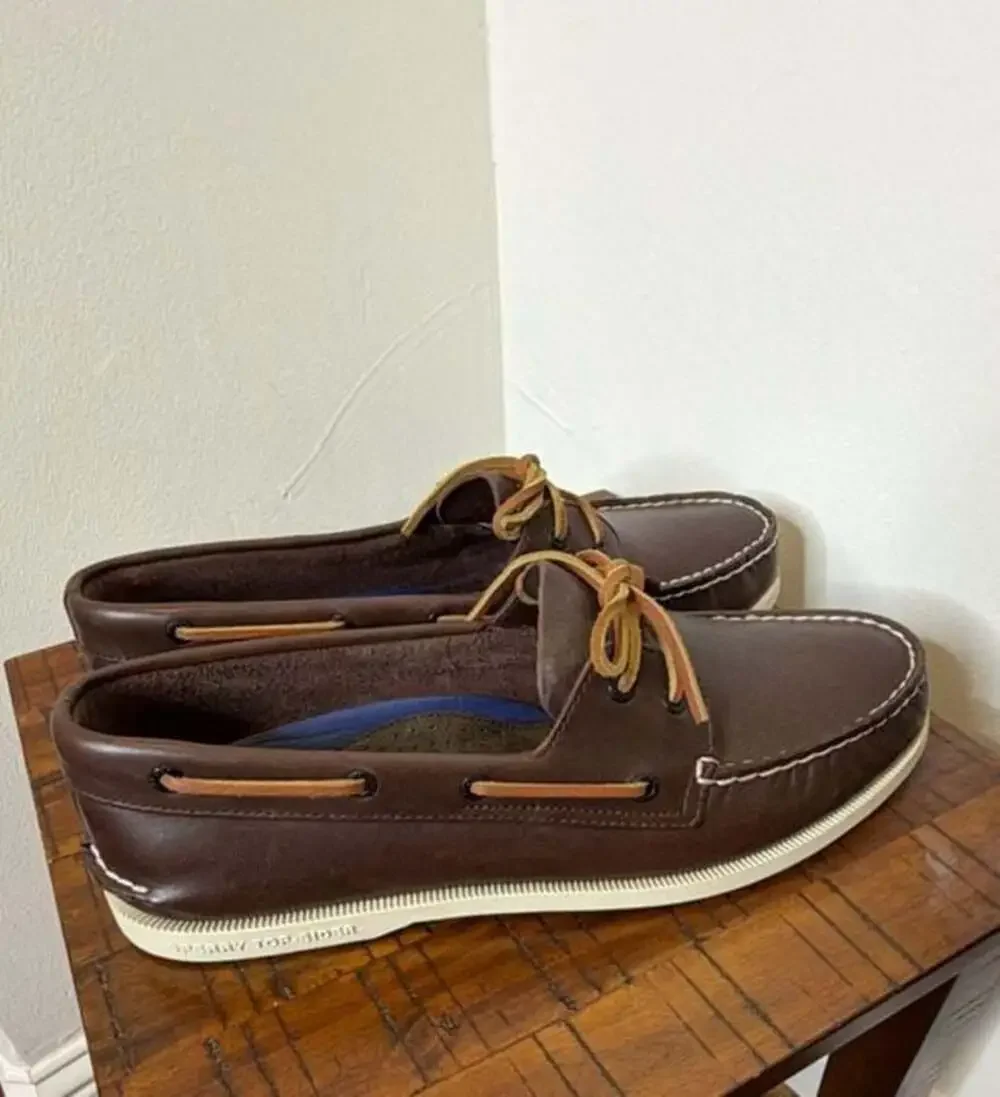 Sperry Top-Sider Original 2-Eye Boat Shoes - Brown Leather - Men's 13 M